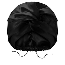 Double Layer Satin Bonnet - Black