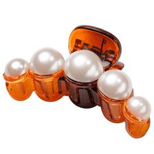 Hair clip havana with pearls, 7 cm