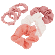 Scrunchie mit Print, lachs, rosa und apricot, 6 Stück