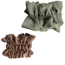 Geraffte Satin Scrunchies - braun & salbeigrün