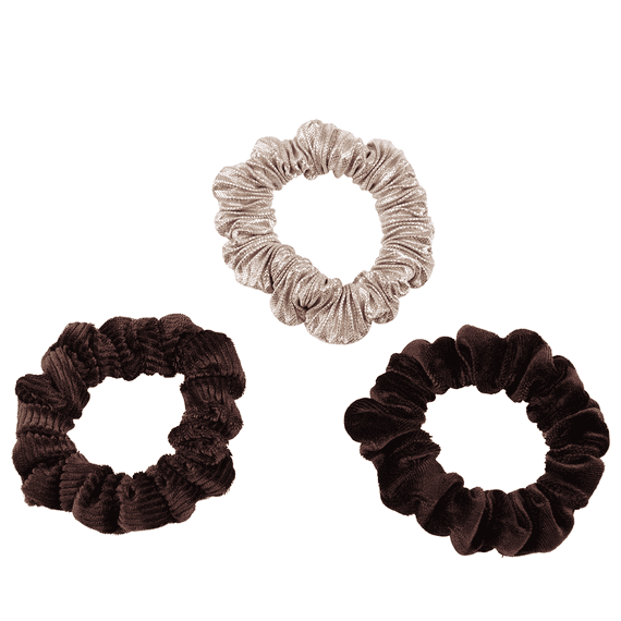 Samt, Kord und Glitter Scrunchie, braun Kombo
