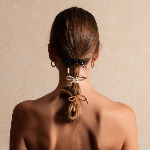 Hair Tie Bow Metal Plain Black