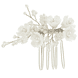 Hair Comb With Flowers - Silver
