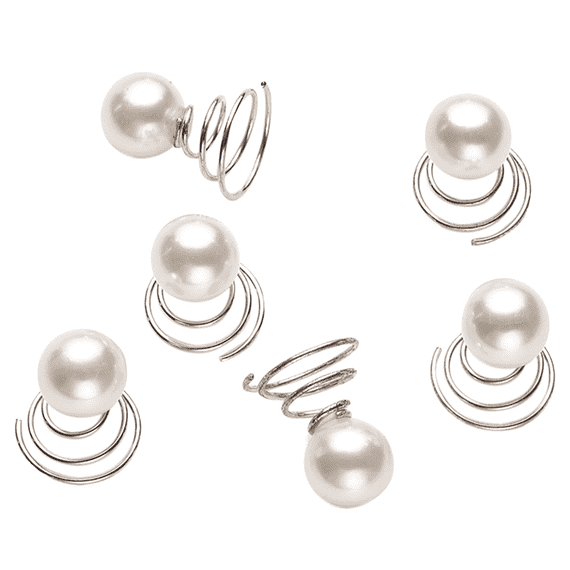 Riccioli, perline bianche, 1,2 cm, 6 pezzi