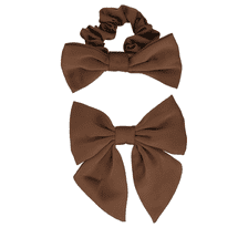 Maschen Set Scrunchie & Clip - Braun