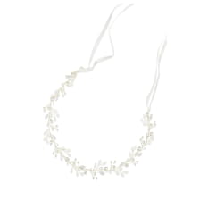 Bandeau cheveux attaché par un fil avec délicates pierres en nacre et perles, coloris doré 