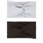 Breites Kinder-Haarband mit Knoten, schwarz und grau Duopack
