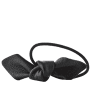 Leather Bow Small Hair Tie Black
