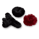 Scrunchies e Clip per Capelli in Finta Pelliccia - nero e bordeaux