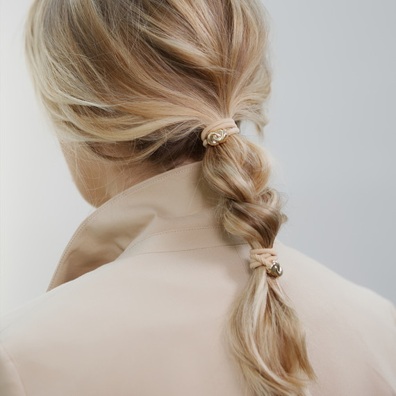 Hair Tie Metal Details 3-pack Cream