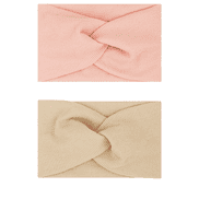Wide children’s hair band with knots, pink and beige, double-pack