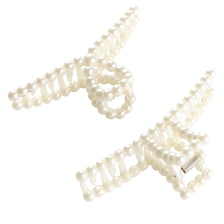 Pince À Cheveux En Perles Synthétiques - blanc, 2 pcs.