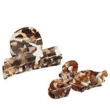  Morsetto In Acrilico In 2 Forme - marrone & marrone cioccolato marmorizzato