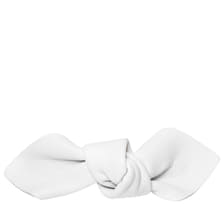 Leather Bow Big On Hair Clip White