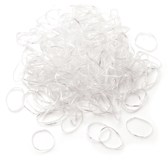 Mini-élastiques à cheveux rasta, 10 mm, transparent, par 250