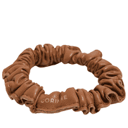 Leather Scrunchie Narrow Camel