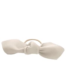 Leather Bow Big Hair Tie Cream