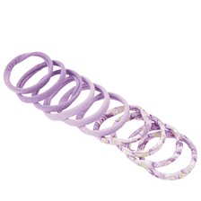 Super softer Haargummi bedruckt und uni,  formstabil, lila,  Durchmesser 5 cm, 10 Stück