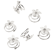 Spirales Curlies en forme de fleurs blanches, 4 pièces