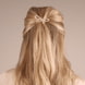 Hair Tie Bow Metal Plain Cream
