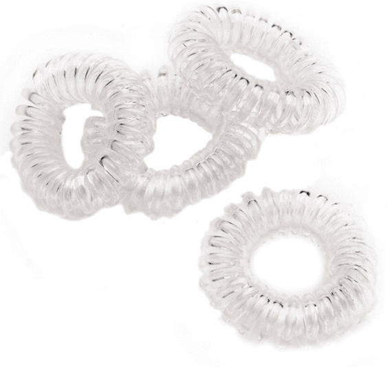 Spiral hair elastics, transparent, 4 pieces