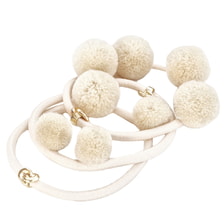 Hair Tie Pom Pom "Ibiza" 3-pack Cream