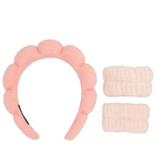 Serre-Tête Démaquillant Avec Bracelets - Rose