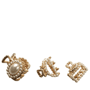 Petites pinces à cheveux crabe dorées avec perles blanches, lot de 3