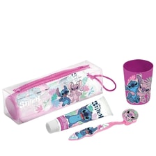 Beauty case dentale: spazzolino, dentifricio e bicchiere