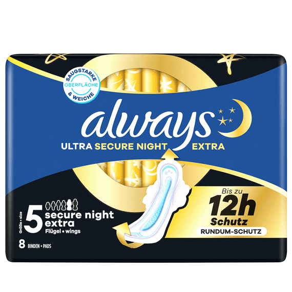 Ultra Serviette Secure Night Extra Avec Ailes - 8 pcs.
