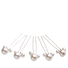 Forcine per capelli perle, argento avorio, 5 pezzi