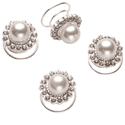 Rouleaux Curlies, perle blanche et strass, 1.2 cm, 4 pièces