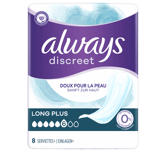 Assorbenti Igienici Incontinenza Long Plus 0% Profumi & Coloranti - 8 Pz.