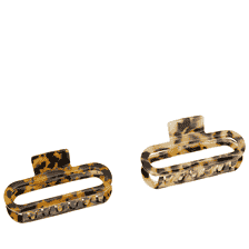 Fermaglio ovale per capelli in marrone e beige marmorizzato, 2 pezzi