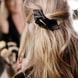 Leather Bow Big On Clip Black