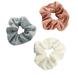 Gestricktes Scrunchie - hellblau, offwhite, orange