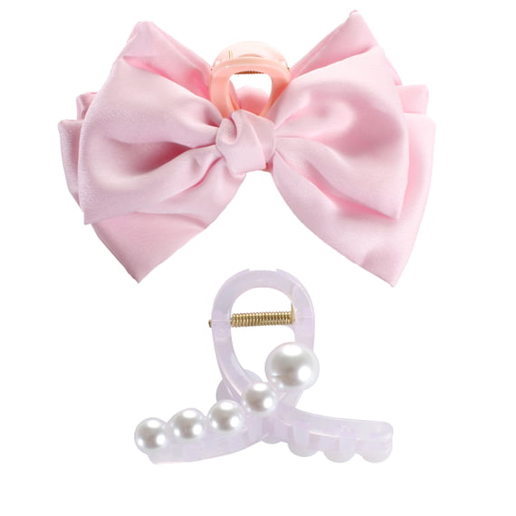 Fermaglio Per Capelli Con Perle E Fermaglio Per Capelli Con Fiocco - rosa