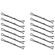 Hair grips, waved, black, 12 pcs