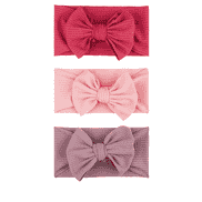 Baby Haarband mit Masche, lila, rosa, himbeer, 3 Stück
