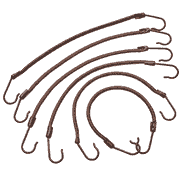 Élastiques à crochets pour tresses, 12 cm de long, marron, par 6