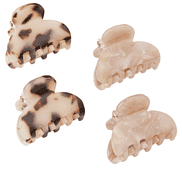Kleine Haarklammern in Acetat, sand-dunkelbraun, 3 cm, 4 Stück
