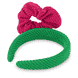 Cerchietto e Scrunchie in Maglia - verde e fucsia
