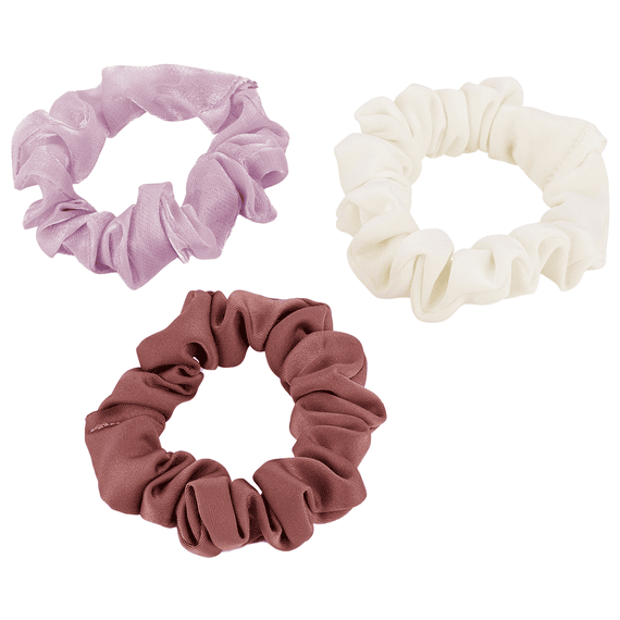 Kleine Scrunchies, transparent glänzend und uni Stoff, 5 cm Durchmesser, 3 Stück