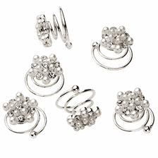 Riccioli con perle bianche e strass
