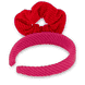 Cerchietto e Scrunchie in Maglia - fucsia e rosso