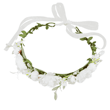Couronne de fleurs avec nœud pour enfants, blanc