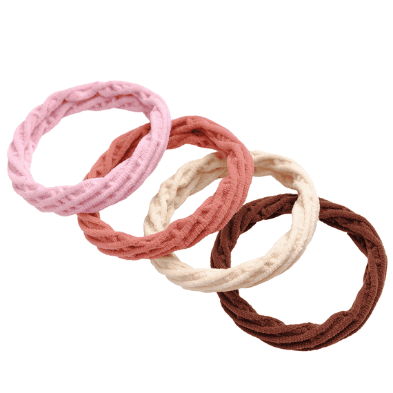 Hair band Yoga soft, structured, 4 pcs, ivory, pink, old rose, brown