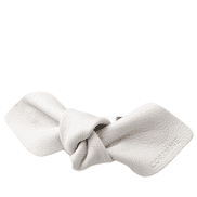 Leather Bow Big On Hair Clip White
