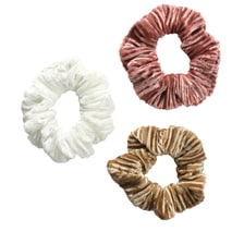 Scrunchie In Velluto Plissettato - rosa, beige, bianco sporco