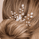 Epingle à cheveux avec perles et pierres, coloris doré
